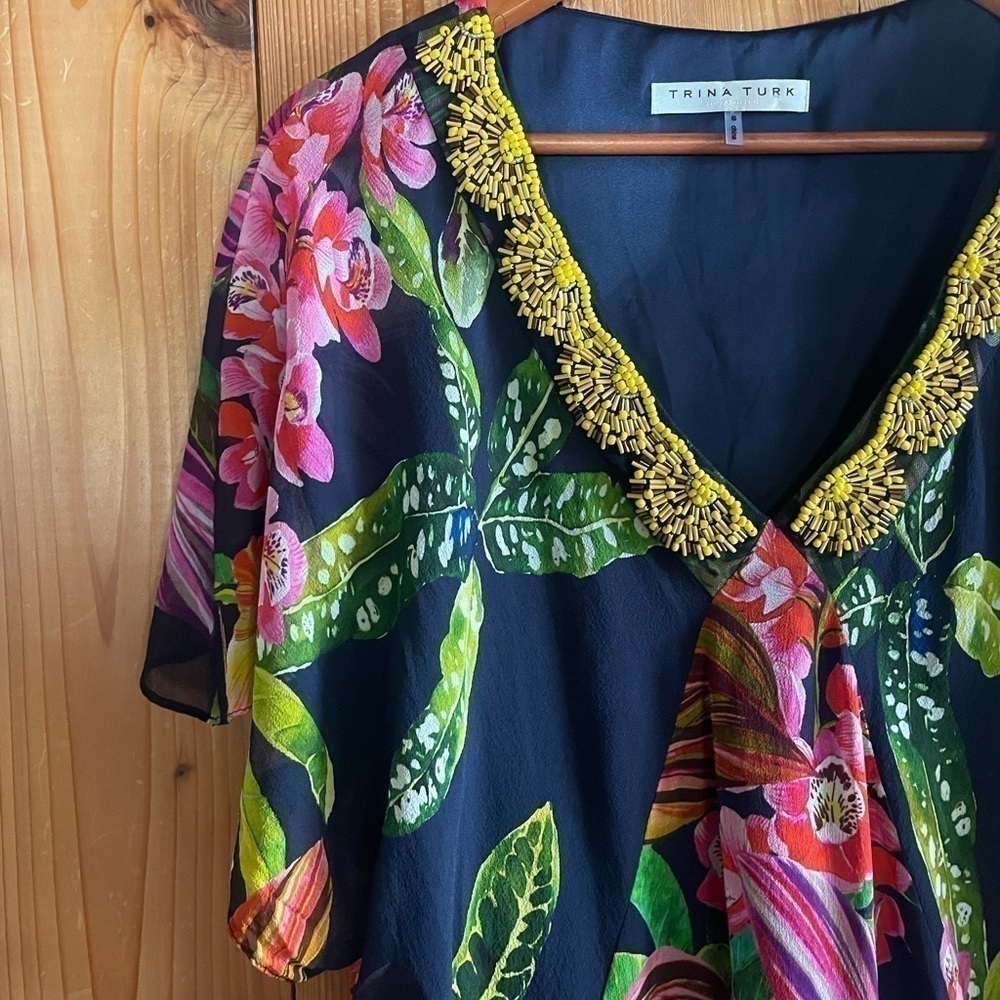 Trina Turk beaded silk dress - Picture 2 of 7